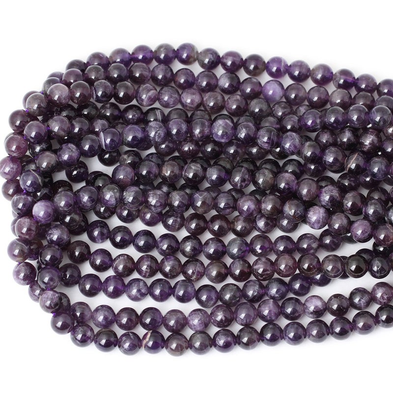 CHEAVIAN 45PCS 8mm Natural Amethyst Gemstone Round Loose Beads Crystal Energy Stone Healing Power for Jewelry Making 1 Strand 15" - Image 3